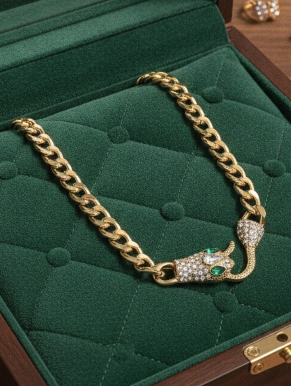 ✨ LUXE 14K Gold Plated Snake Head Cuban Link Statement Necklace ✨